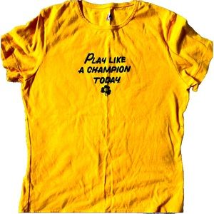Notre Dame Womens “Play Like a Champion” gold t-shirt